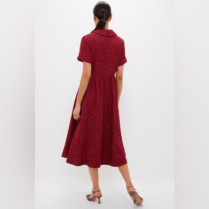 Tuckernuck Cranberry Jacquard Adelaide Midi Dress Size Xl Wedding Work Office — image 8 of 8